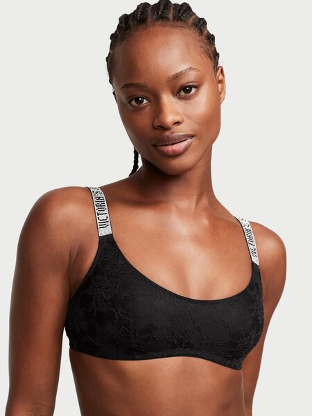 Black Shine Strap Lace Bralette (K33511) | €33