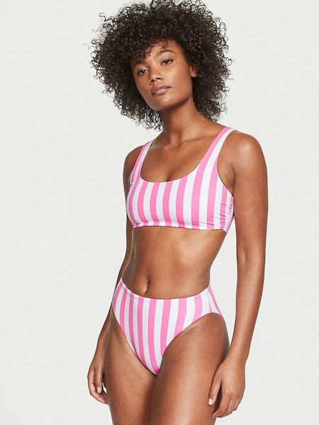 Pink Stripes High Waisted Bikini Bottom (K34841) | €13.50