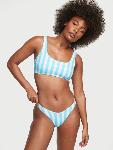 Aqua Blue Cabana Stripe Non Wired Swim Bikini Top (K35405) | €13.50