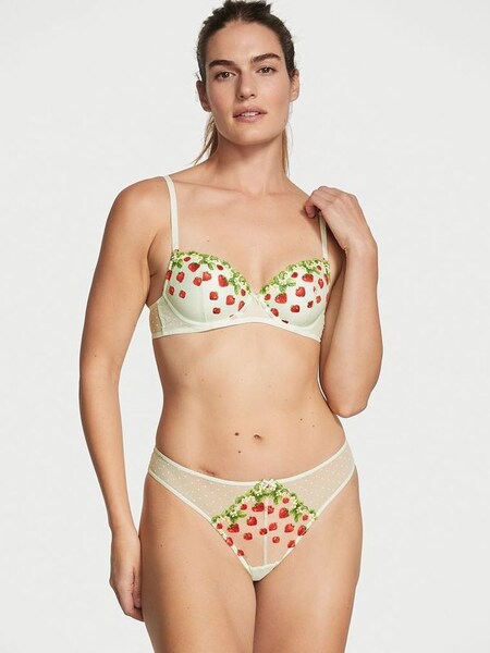 Green Strawberry Dolce Thong Strawberry Embroidered Knickers (K37935) | €11.50