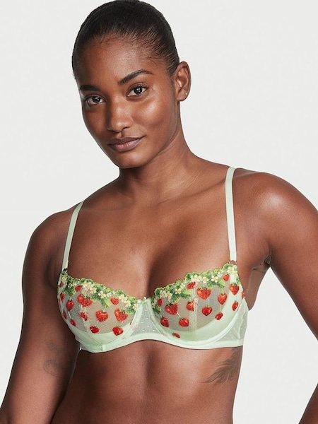 Pale Green Embroidery Unlined Balcony Strawberry Embroidered Bra (K38213) | €33