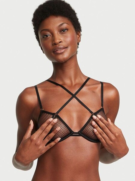 Black Fishnet Mesh Cut Out Demi Bra (K43419) | €52