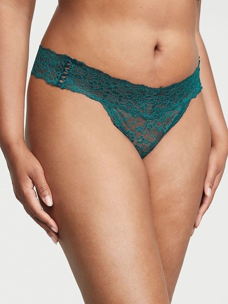 Black Ivy Green Double Side Lace Up Thong Lace Knickers (K43966) | €15.50