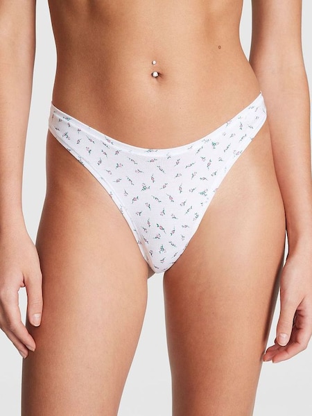 Optic White Ditsy Floral Cotton Thong Knickers (K45537) | €10.50