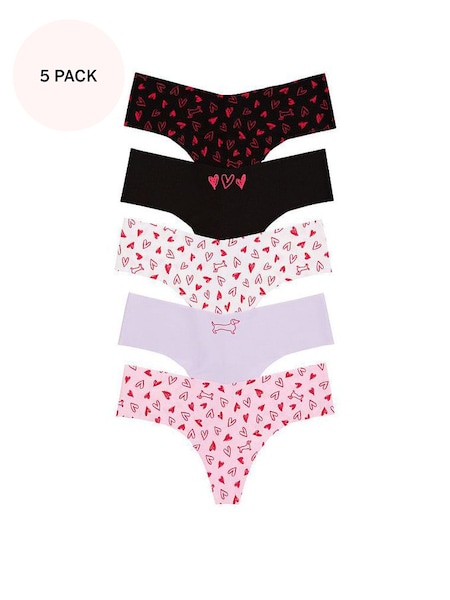 Black/Red/White/Purple/Pink Thong No Show Multipack Knickers (K45601) | €29