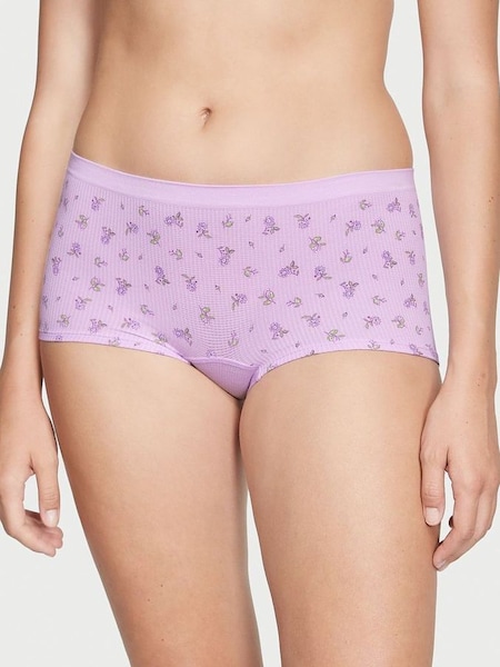 Silky Lilac Ditsy Floral Purple Printed Waffle Short Knickers (K48617) | €4.50