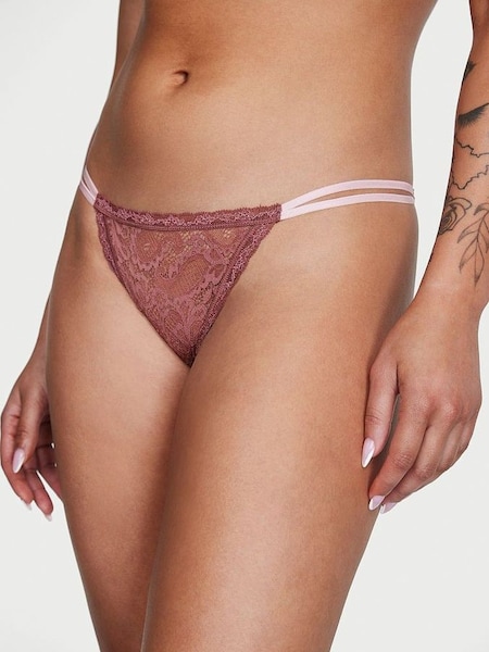 Vintage Rose Pink Paisley Lace String Bikini Knickers (K48621) | €10.50