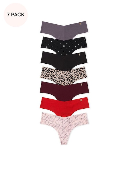 Black/Grey/Red/Leopard Thong No Show Knickers Multipack (K52700) | €40
