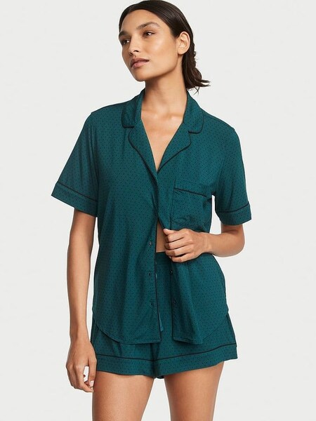 Black Ivy Green Pin Dot Modal Short Pyjamas (K61367) | €63