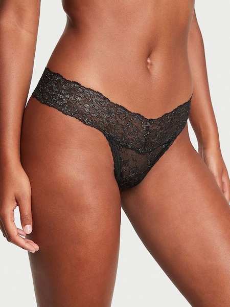Black Gold Double Side Lace Up Thong Knickers (K65195) | €4.50