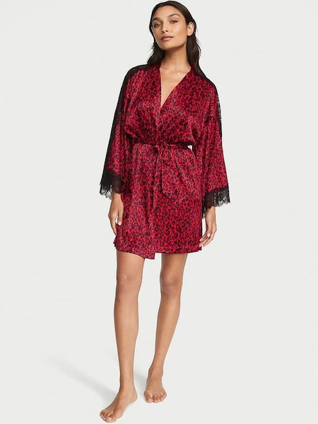 Graphic Leopard Nude Lace Inset Robe (K65232) | €86