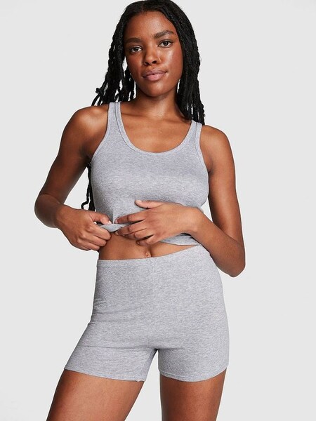 Medium Heather Grey Modal Ribbed Sleep Shorts (K65597) | €18.50