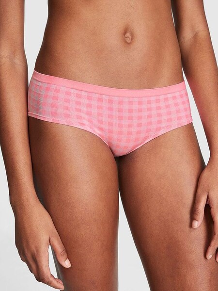 Pink Bubble Gingham Jaquared Seamless Hipster Knickers (K66194) | €10.50