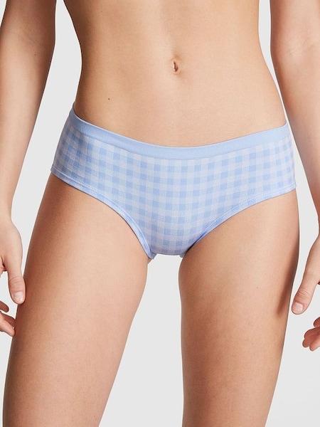 Harbor Blue Gingham Jacquard Print Seamless Hipster Knickers (K66195) | €10.50
