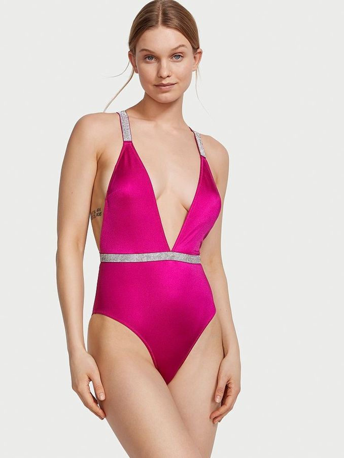 Medium Swimsuits Shine Strap Pink Plain Victoriassecret Swimwear