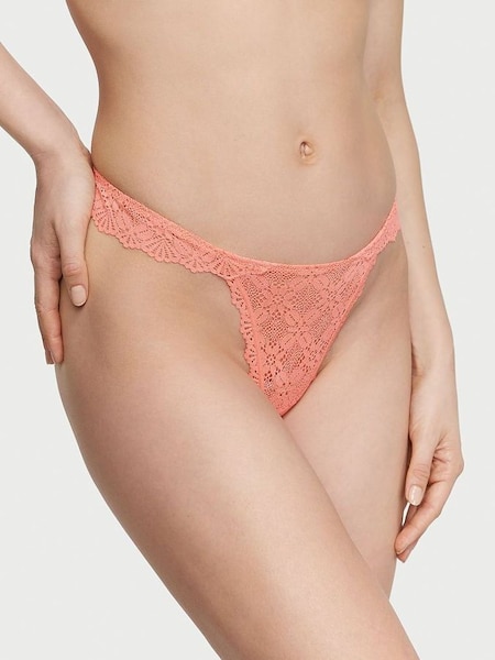 Punchy Peach Orange Festival Lace Thong Knickers (K67338) | €10.50
