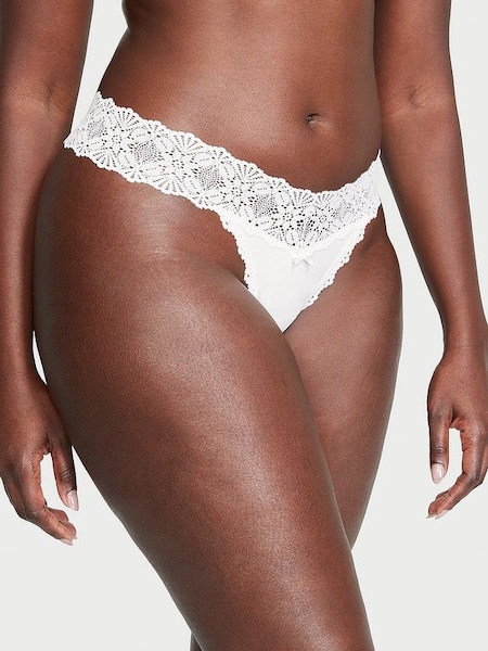 Coconut White Thong Lace Waist Knickers (K67625) | €10.50