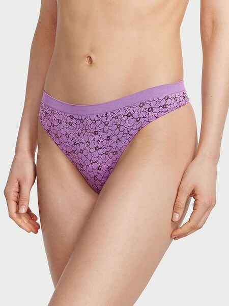 Purple Paradise Floral Outline Printed Thong Seamless Knickers (K67631) | €10.50
