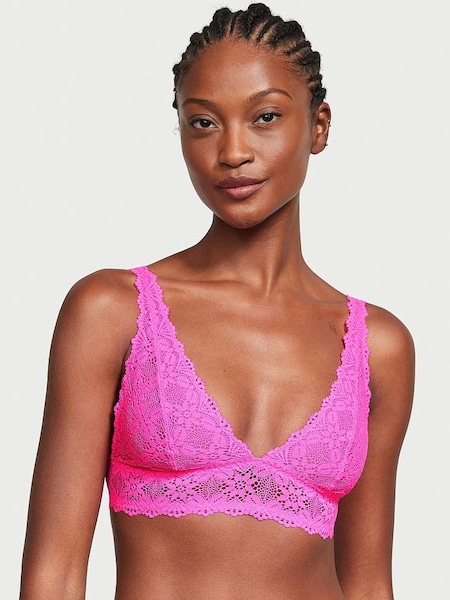 Neon Princess Pink Crochet Lace Triangle Bralette (K67641) | €33