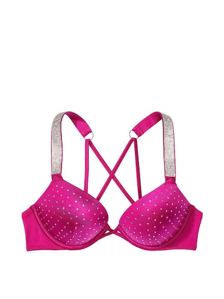 Berry Blush Pink Add 2 Cups Push Up Shine Strap Swim Bikini Top (K67648) | €75