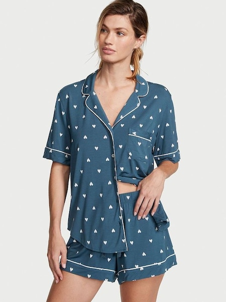 Midnight Sea Blue Hearts Short Pyjamas (K68729) | €63