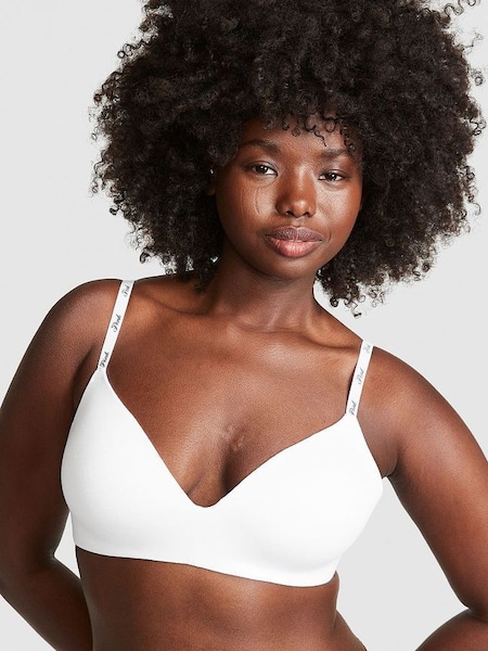 Optic White Logo Non Wired Lightly Lined Cotton Bra (K71862) | €33