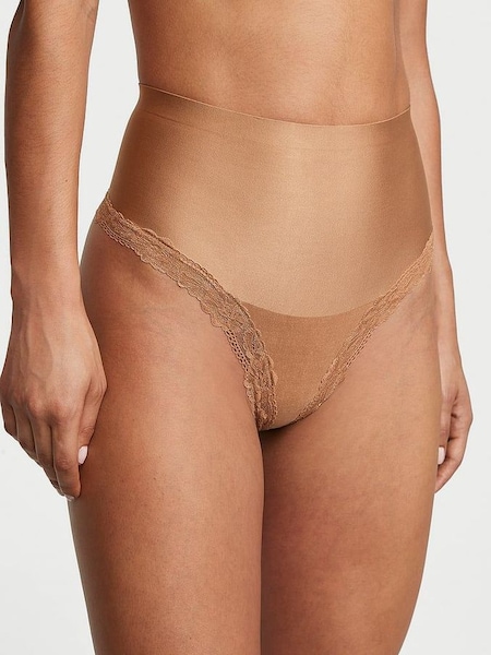 Toffee Nude Lace Trim Thong Shaping Knickers (K71909) | €22.50