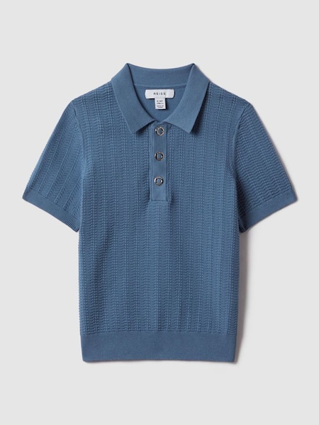 Teen Textured Modal Blend Polo Shirt in Cornflower Blue (K72463) | €60