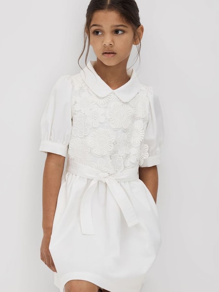 象牙白刺繡泡泡袖洋裝 (K72501) | HK$1,220