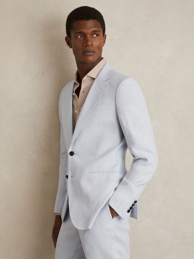 Blue linen blazer mens new arrivals