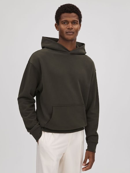 Katoenen hoodie met casual pasvorm in kaki (K74379) | € 140