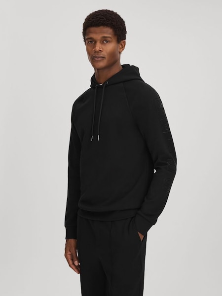 Interlock jersey hoodie in zwart (K74386) | € 185