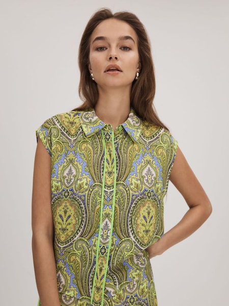 Florere Printed Cropped Top in Lime/Green (K74401) | $195