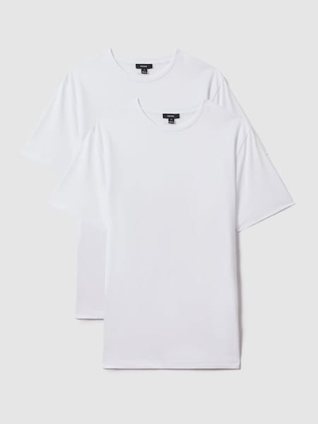 Lot de deux t-shirts à col ras du cou blancs (K76095) | 70 €