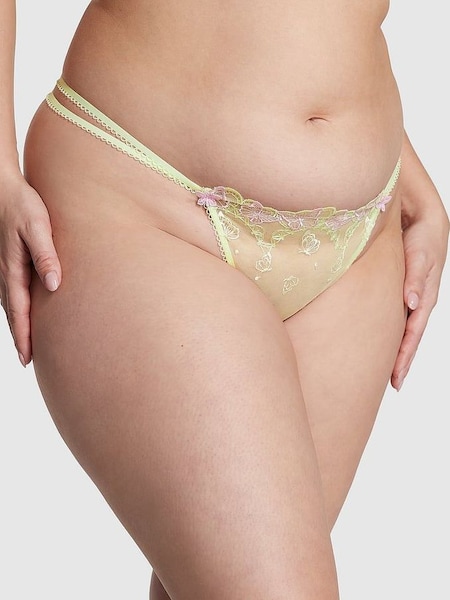 Lime Cream Green Butterfly Embroidery G String Knickers (K79811) | €10.50