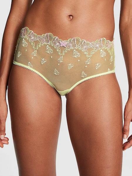 Lime Cream Green Butterfly Embroidery Cheeky Knickers (K80616) | €10.50
