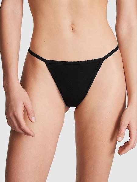 Pure Black Pointelle G String Cotton Knickers (K80673) | €10.50
