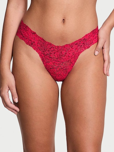 Hottie Pink Palm Leaf Thong Posey Lace Knickers (K80689) | €10.50