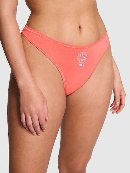 Crazy For Coral Pink Seashell Thong Cotton Knickers (K80690) | €10.50