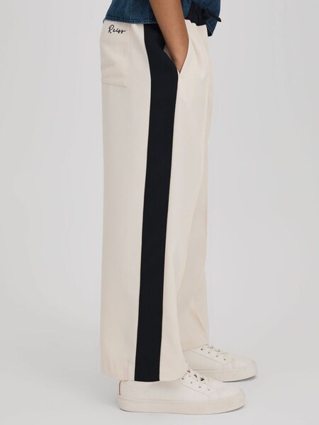 Pantalons à cordon de serrage à rayures tissées pour ados, couleur ivoire (K80846) | 70 €
