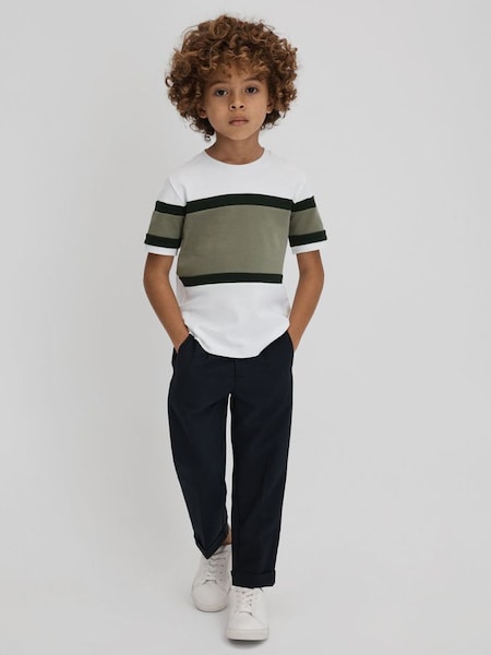 Senior T-Shirt mit Rundhalsausschnitt und Farbblockmuster aus Baumwolle in Grün (K81426) | 25 €