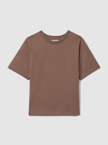 T-shirt junior oversize en coton à col ras du cou moka (K81477) | 20 €