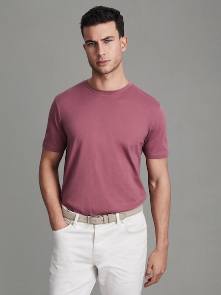 Cotton Crew Neck T-Shirt in Old Rose (K81601) | $45