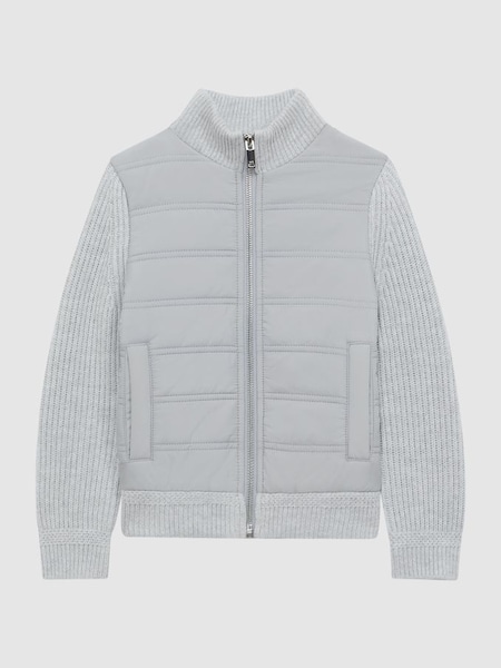 Hybrid Zip Through Quilted Jacket in Soft Grey (K83105) | $135