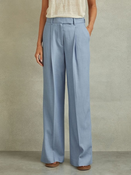 Petite Wide Leg Suit Trousers with TENCEL™ Fibers in Blue (K83129) | $285