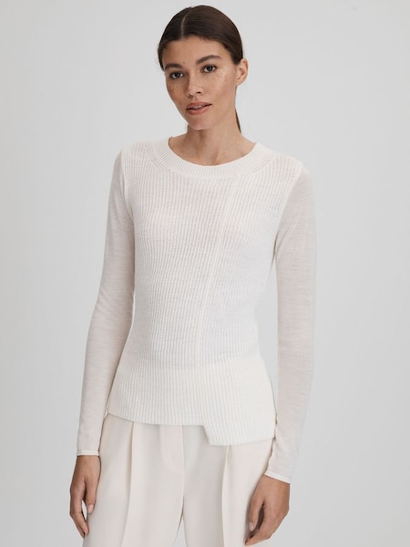 Knitted Crew Neck Top in Ivory (K83169) | $325