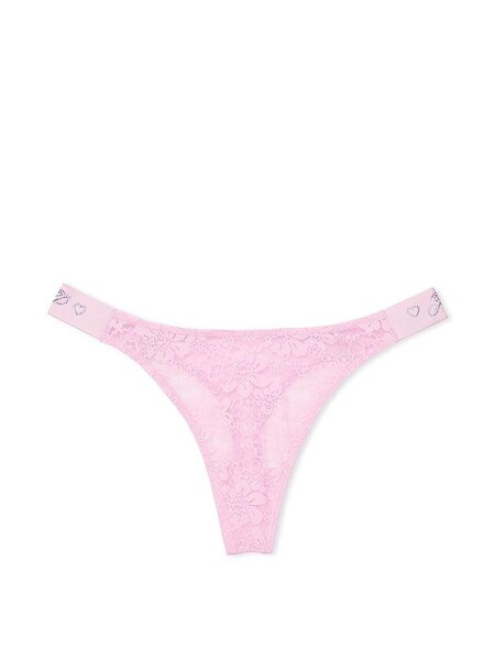 Pink Bubble Shine Lace Thong Logo Knickers (K86350) | €10.50