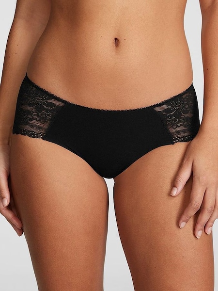 Pure Black Lace Trim Hipster No Show Knickers (K86425) | €10.50