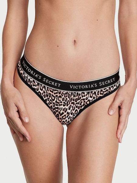 Leopard Brown Basic Instincts Thong Logo Knickers (K89094) | €10.50
