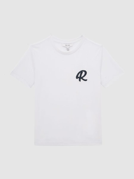Teen katoenen T-shirt met ronde hals in wit (K92497) | € 30